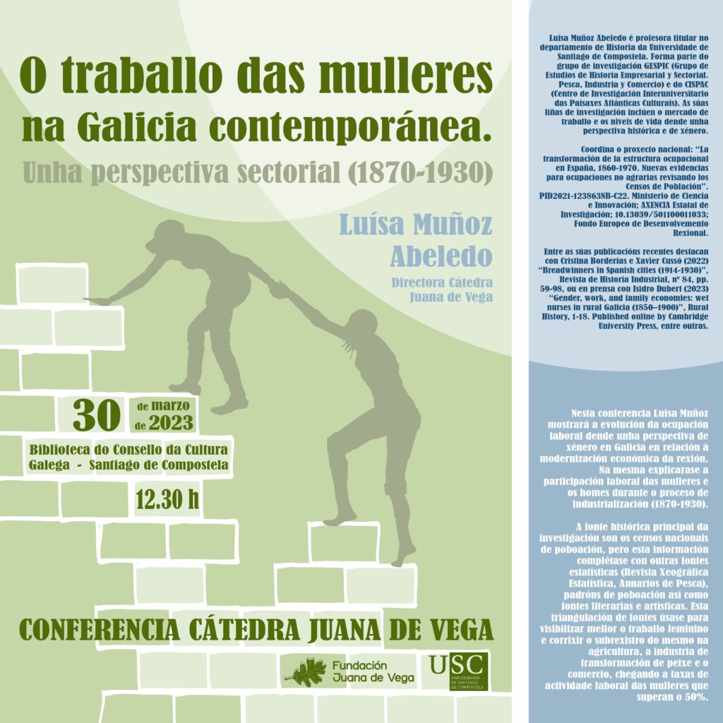 Conferencia da Cátedra Juana de Vega "O traballo das mulleres na Galicia contemporánea. Unha perspectiva sectorial (1870-1930)".